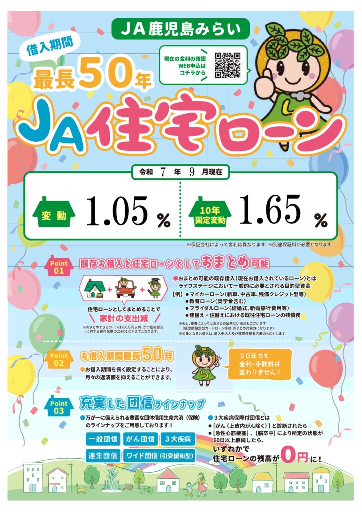 JA住宅ローン令和7年9月